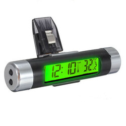 LCD Clip-on digital Automotive Clock Backlight Thermometer