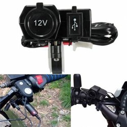 Motorcycle Cigarette Lighter Power Socket Charger Waterproof 12V-24V 2.1A Phone USB