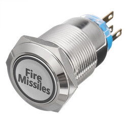 Fire LED Light Momentary Silver Metal 12V 19mm Push Button Switch 5 Pin