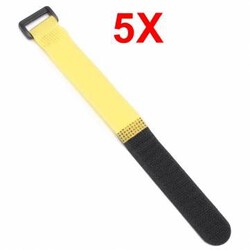 Cable Cord Ties Tidy Straps Yellow 5pcs 2cm Hook Loop x 20cm Multicolor Reusable Nylon