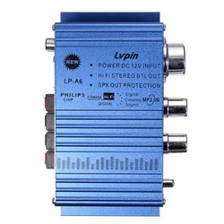 Blue Mini DVD 2CH MP3 Speaker Car Motorcycle Hi-Fi Stereo Amplifier Booster Lvpin