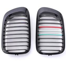 2 Door M-color Grilles Replacement Gloss Black BMW E46 Front