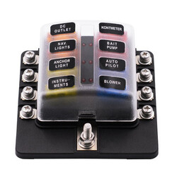 Fuse box 12V Car Caravan 8 Way Block Holder 32V Circuit Standard Blade Kit