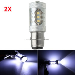 Motorcycle Pair 10-30V Headlight Light Fog Driving DRL 16LED 6500K Bulb 80W