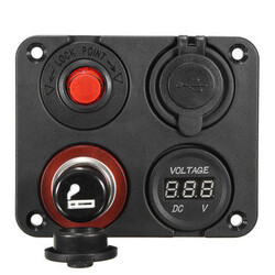 Switch Marine Boat 12V Voltmeter Dual USB Auto Panel Power Socket RV Port Hole