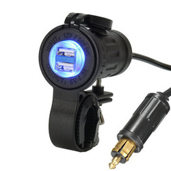 Ducati 12-24V Triumph Motorcycle Dual USB Charger Plug Truck BMW 4.2A Socket