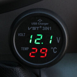 USB Charger Voltmeter Car Thermometer