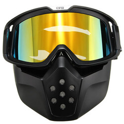 Goggles Modular Face Mask Shield Detachable Motorcycle Helmet Yellow Lens