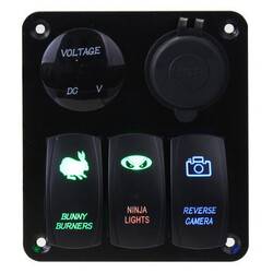 Ports LED Voltmeter DC12-24V Socket Marine Boat Car Dual USB Power Switch