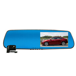 Tachograph Dual Lens Night Vision HD 1080P Wide Blue Car DVR Rear View Mirror