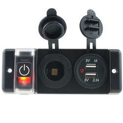 Dual USB Power Charger 12V 24V Cigarette Lighter Socket LED Rocker Switch Panel
