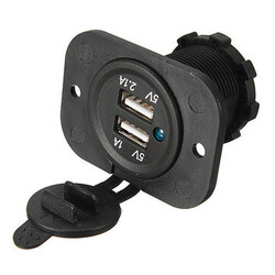 Power Outlet Double Port Accessory Mount USB Socket 5V 2.1A Auto Panel