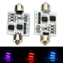 Flash Strobe 15SMD Pair RGB Remote Control 5050 Car LED Light Interior Lamp T10