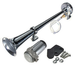 Trumpet Air Horn Chrome Compressor Kit Car Truck Boat 12V