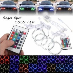 Angel Eyes 4pcs Multi-Color 5050 Flash LED SMD RGB 80mm 12V Remote Control