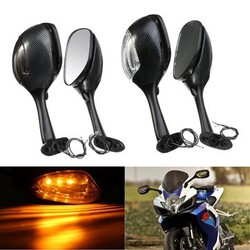 Rear View Mirror Motorcycle Side GSXR1000 LED Turn Signal Suzuki GSX-R 12V