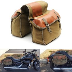 Side Canvas Saddle Bag Luggage Motorcycle Bike Bag