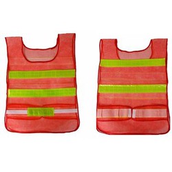 Stripes Mesh Reflective 2Pcs Red Waistcoat Traffic Security Vest
