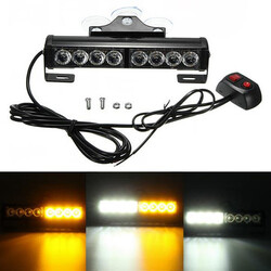 Light Yellow White Emergency Warning Light Strobe Flash Lamp Car Wind Shield Suction Bar Burst