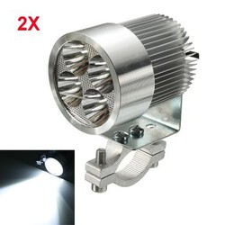 Day Truck Van 6000K LED Light Spotlight 12W Headlamp Motorcycle Scooter Car Chrome 2Pcs