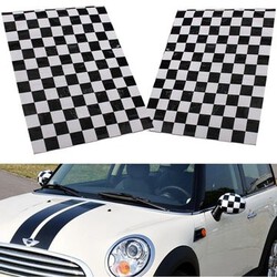 Mini Cooper Stickers 2Pcs Pattern Checkered Side Mirror Vinyl