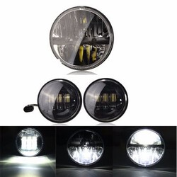 LED Projector Headlight With Lights Auxiliary 7Inch 2Pcs Daymaker 4.5inch Passing Harley