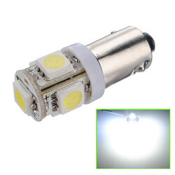 LED Car White Light 70-Lumen BA9S 5-SMD DC 12V 1.2W 6500K