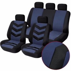 Gray 9Pcs Sedans Universal Car Blue Tirol Breathable SUV Seat Cushion Cover