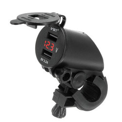 Motorcycle Car LED Voltmeter Dual USB Power Charger 3.2A 12V-24V