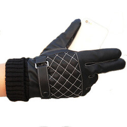 Motorcycle Driving Whole Palm Warm Touch Screen Gloves Black