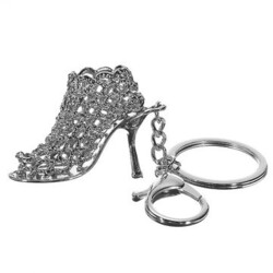 Metal High Heel Crystal Exquisite Female Key Chain Ring