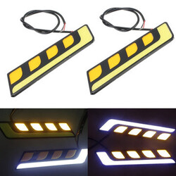 Turn Signal Light Car LED 12V White DRL Fog Light Driving Shape COB Yellow