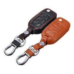 Car Key Dedicated Metal Volkswagen Brown Leather Black