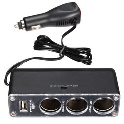 USB Charger Triple DC12V Socket Splitter Adapter 3 Way Car Cigarette Lighter