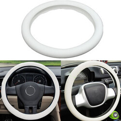 White Shell Texture Car Steel Ring Wheel Cover Leather Auto Soft Silicone
