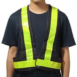 High Visibility 2pcs Black Warning Safety Reflective Vest Gear Yellow