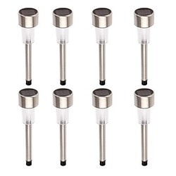 Stainless Light Led 8 Pcs Solar Power Steel Garden Lawn White