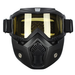 Motorcycle Bike Yellow Lens Detachable Modular Helmet Face Mask Shield Goggles