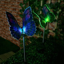 1-led Optic 2 Pcs Butterfly Colorful Light Lights Led Solar Light Fibre