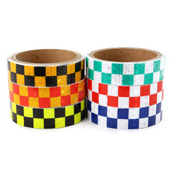 Caution Reflective Sticker Dual Warning Color Chequer Roll Signal