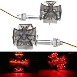 Pair Motorcycle LED 12V Universal Cross Tail Rear Turn Signal Light