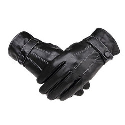 Black Cycling Full Riding Men Finger Leather Gloves Winter Outdoor Sports BOODUN