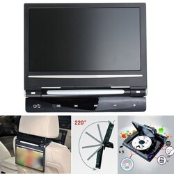 Inch HD Car DVD Player Headrest Monitor Black Portable USB SD Travel Screen