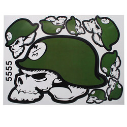 decorative sticker Motorcycle Helmet Green Skeleton Head