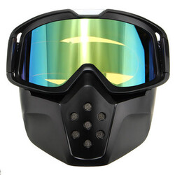 Len Green Detachable Face Mask Shield Goggles Mouth Helmet Motorcycle Ski Filter