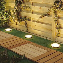 Led Solar Power Deck Light Round Garden Pathway Recessed Dock