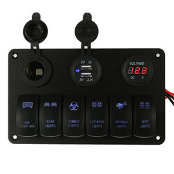 Laser Car Boat Marine USB Charger Socket Breaker LED Rocker Switch Panel Circuit