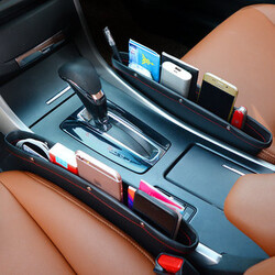 Catcher Gap 2Pcs Box Caddy Slit Catch PU Leather Car Seat Pocket Storage