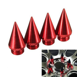Wheels Lug Nuts Tuner Spikes Four 4pcs Red Rims Extended Aluminum 30MM
