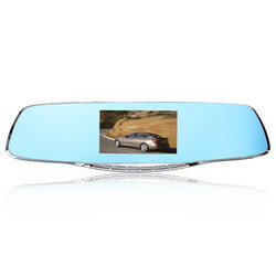 Dual Lens Camera G-sensor Dash Recorder Rear View Mirror Inch HD 1080P Car DVR